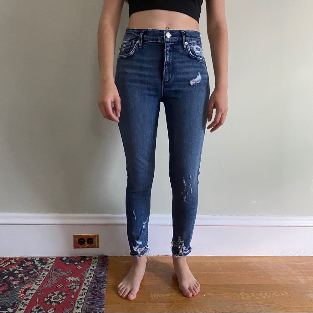 Agolde Sophie Distressed High-Waist Skinny Jeans